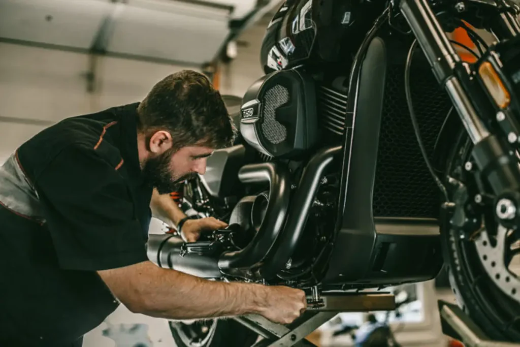 Detalhes do motor de uma Harley-Davidson