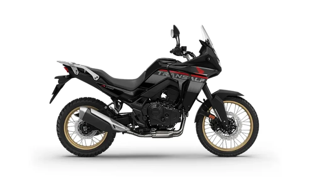 Honda XL750 Transalp na cor preta em vista lateral